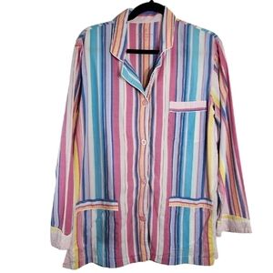 Victoria's Secret Striped Pajama Long Sleeve Top Womens Medium